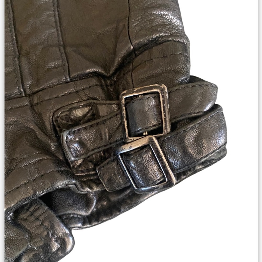 All Saints Worley Cropped 3/4 Sleeve Moto Leather Jacket - Picture 9 of 16